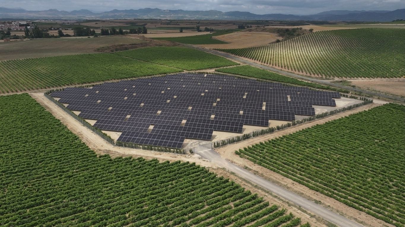 Planta solar fotovoltaica vista aérea