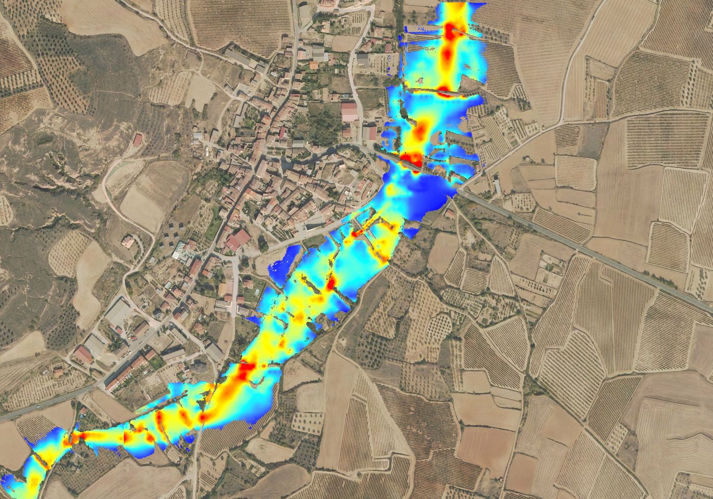 Mapa de velocidades de estudio de inundabilidad